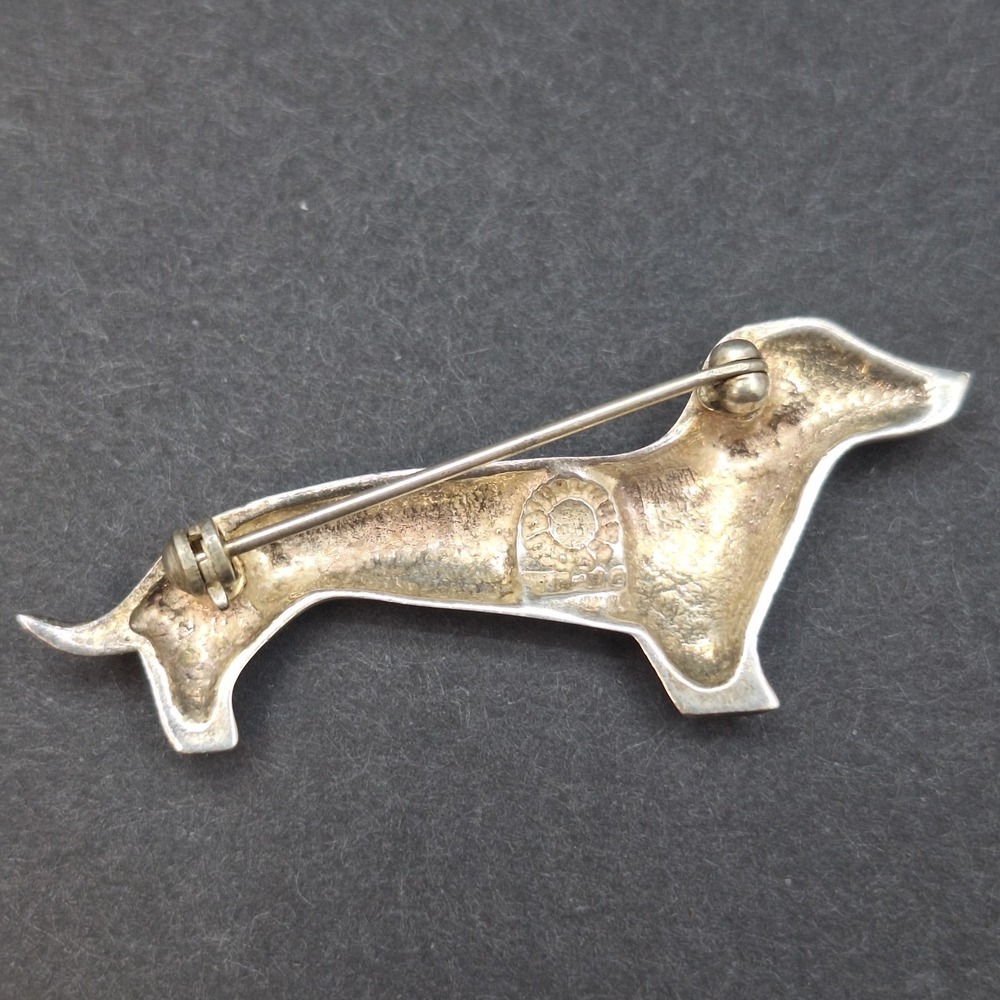 Vintage Mexico Sterling Silver Dachshund Weiner Dog Brooch Pin 9.26g - Picture 5 of 10